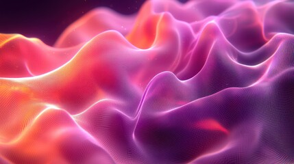 Obraz premium Abstract, vibrant, glowing, wavy field in shades of orange, pink, and purple