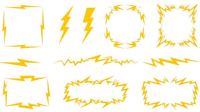 Collection of Yellow Lightning Bolt Frames and Borders.