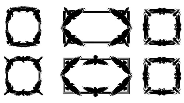 Collection of six decorative frames with bird motifs.