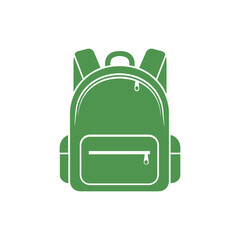 Green school backpack icon vector illustration isolated on white.