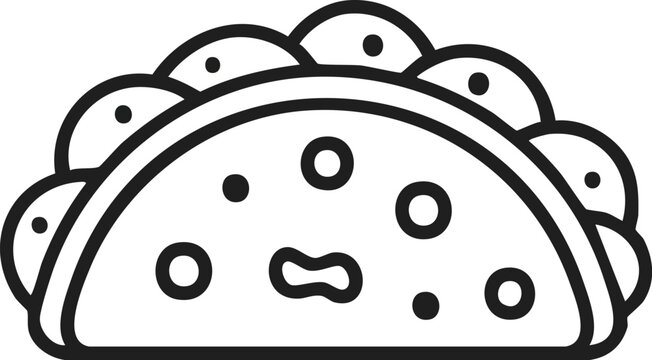 A minimalist black line icon of a taco