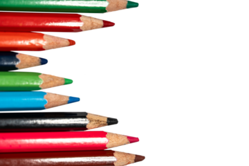 Isolated Crayons in Vibrant Colours for Drowing: A Colorful Display on a Transparent Background