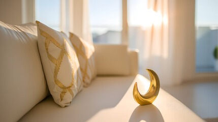 Fresh color tones enrich a bright living room interior during Eid al-Fitr