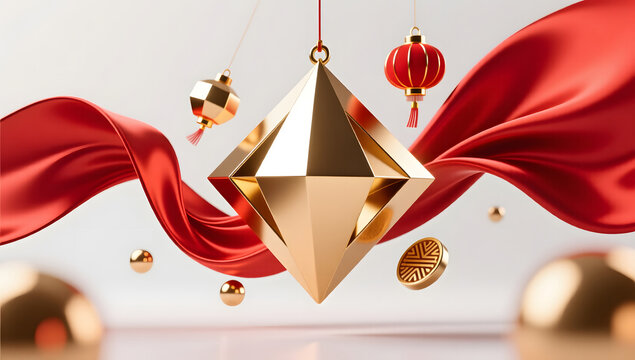 Abstract red and gold Spring Festival design