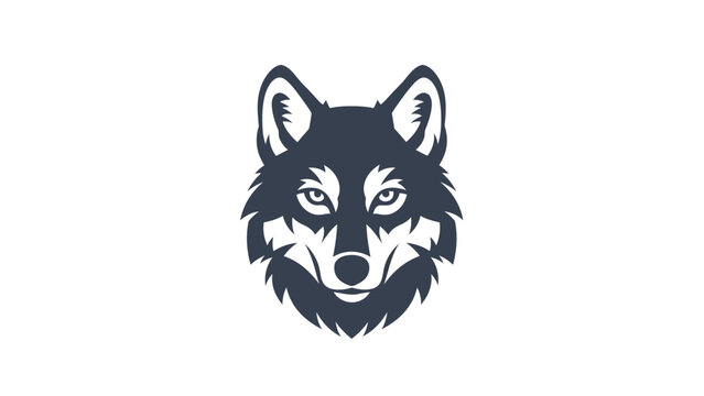 Stylized graphic illustration of a wolf's head, perfect for logos or emblems.