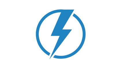 Blue lightning bolt icon in a circle, representing power, energy, and electricity, isolated on a white background.
