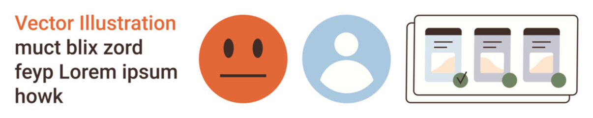 Fototapeta premium Customer satisfaction, feedback evaluation, user reviews, quality assurance, app UI workflow. emotion face, profile icon, checklist interface. Customer satisfaction and feedback evaluation visuals