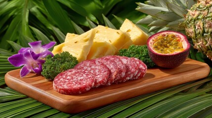 Tropical Charcuterie Board: Pineapple, Salami & Passion Fruit