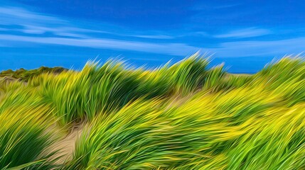 Beach Grass Dunes: Coastal Scenery, Nature Landscape