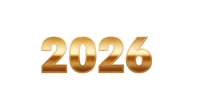Golden 2026 isolated on transparent background