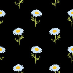 Elegant Floral Pattern on a Bold Black Background