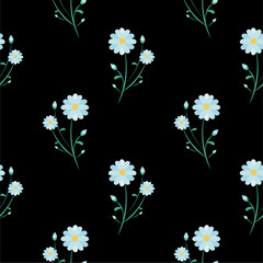 Elegant Floral Pattern on a Bold Black Background