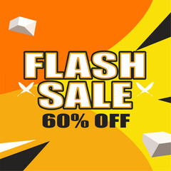 Special Offer Flash Sale  Percent Off. Dynamic promotional poster with abstract shapes and vibrant colors. Shopping clearance label