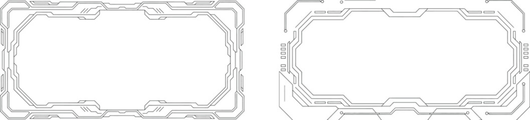 circuit board frame collection with electronic borders and tech edges, vector illustration