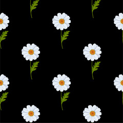 Elegant Floral Pattern on a Bold Black Background