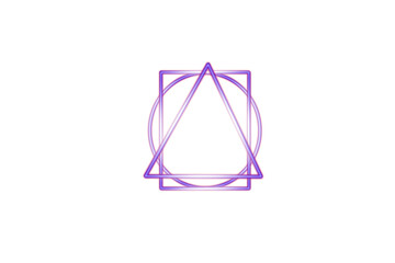 Abstract Neon Geometric Totem: Overlapping Triangle, Circle, and Square