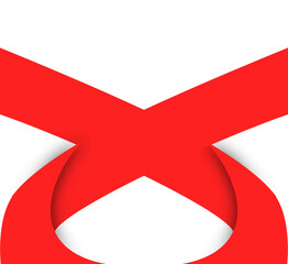 Abstract Intersecting Red Ribbons with 3D Depth