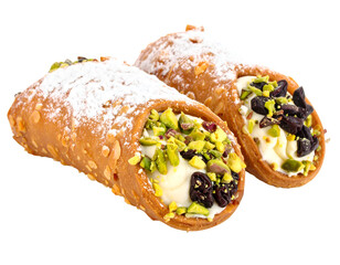 Cannoli Italian dessert isolated on transparent png