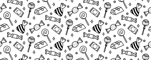candy seamless pattern doodle hand drawing drawn, sketch background cute sweet food