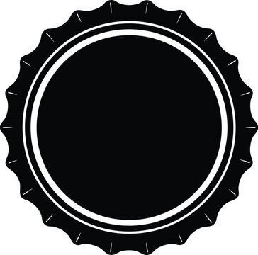 Black beer bottle cap silhouette with white rings vector