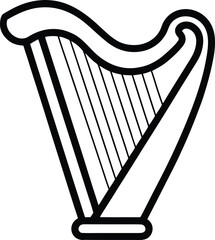 Irish Harp line art vector graphic traditional musical instrument