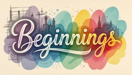 Creative Art of Beginnings with Colorful City Skyline