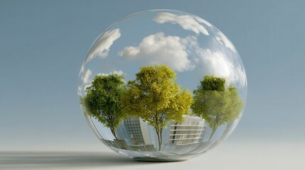 Green City Concept: Trees, Globe, Sustainable Future