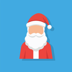 Santa Claus Icon Flat Vector on Blue Background