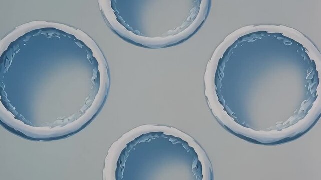 Microscopic video showing multiple developing oocytes or early cells, perfectly arranged in a scientific petri dish, highlighting biological research.