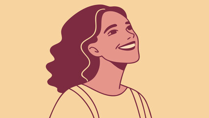 Vector illustration of a beautiful woman with long hair flowing elegantly in a minimalist style