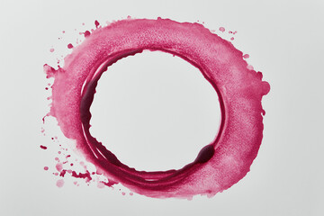 Circular wine glass mark with splashes and drips