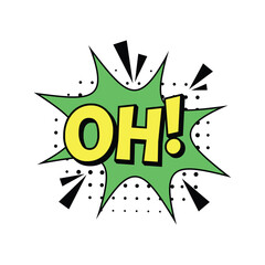 Comic Book Style Yellow Oh Exclamation in Green Burst.