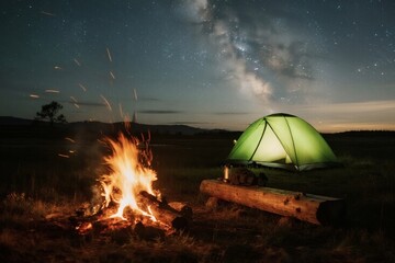 Camping Scene in Nature with Outdoor Adventure Atmosphere