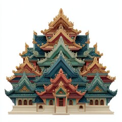 Fototapeta premium Ornate Traditional Temple Design with Intricate Roof and Colors