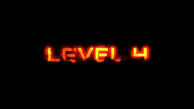 Level 4 video game related message with fire animation