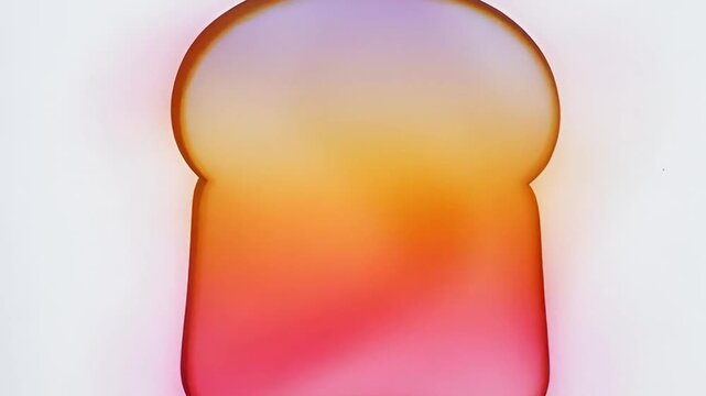 Mesmerizing video content showcasing a vibrant, abstract bread slice gradient on a clean white background, perfect for creative projects.