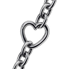 Heart-shaped link in metal chain