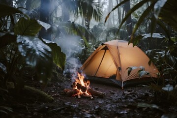 Camping Scene in Nature with Outdoor Adventure Atmosphere