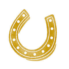 金色の馬蹄（ホースシュー）イラスト｜幸運と金運を呼ぶ縁起物