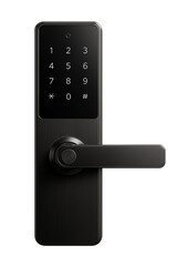 Modern digital door lock against an isolated background.