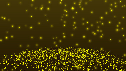 Golden Sparkle Particles Falling on Dark Gold Background