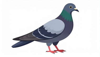Obraz premium Detailed illustration of a pigeon with vibrant colors and intricate feather details, isolated on white background.