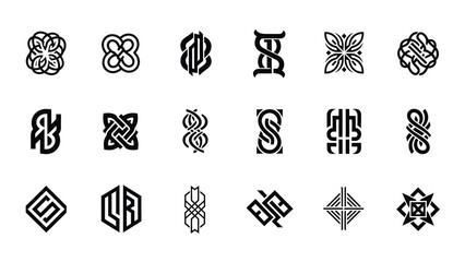 Collection of elegant monogram logos in various designs