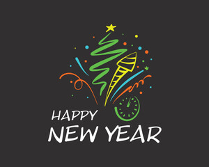 Vector icon for Happy New Year greetings