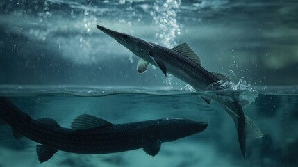 Fototapeta premium Fish jumping in clear water