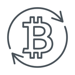 Fototapeta premium Bitcoin symbol with circular arrows indicating exchange, vector illustration