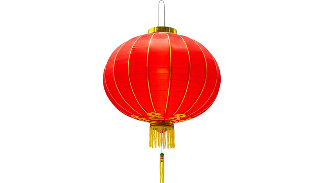 Red chinese lantern isolated on transparent background
