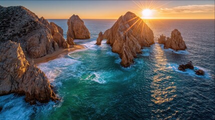 Sunset over coastal cliffs