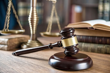 The judicial gavel and scales are symbols of the law and justice