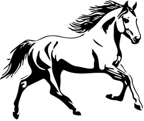 Obraz premium Running Horse Silhouette, SVG Black and White Vector 